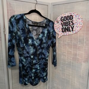 I.N.C. Pleated Blue Top - Medium